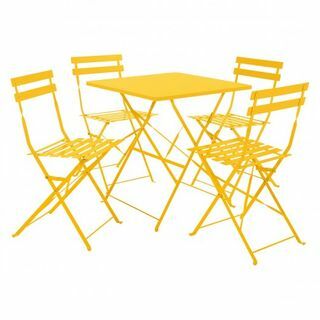 Метални вртни стол са парц жутим и 4 столице
