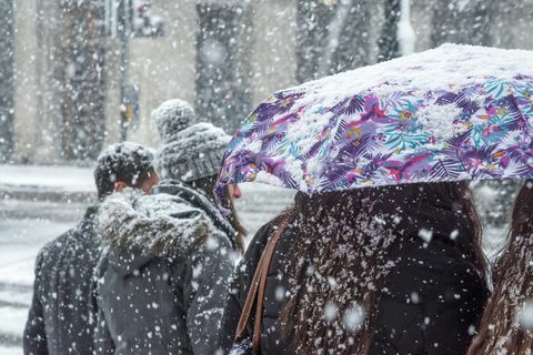 Пикадили за време снежне олује, Вест Енд, Лондон, Енглеска, Велика Британија, Европа